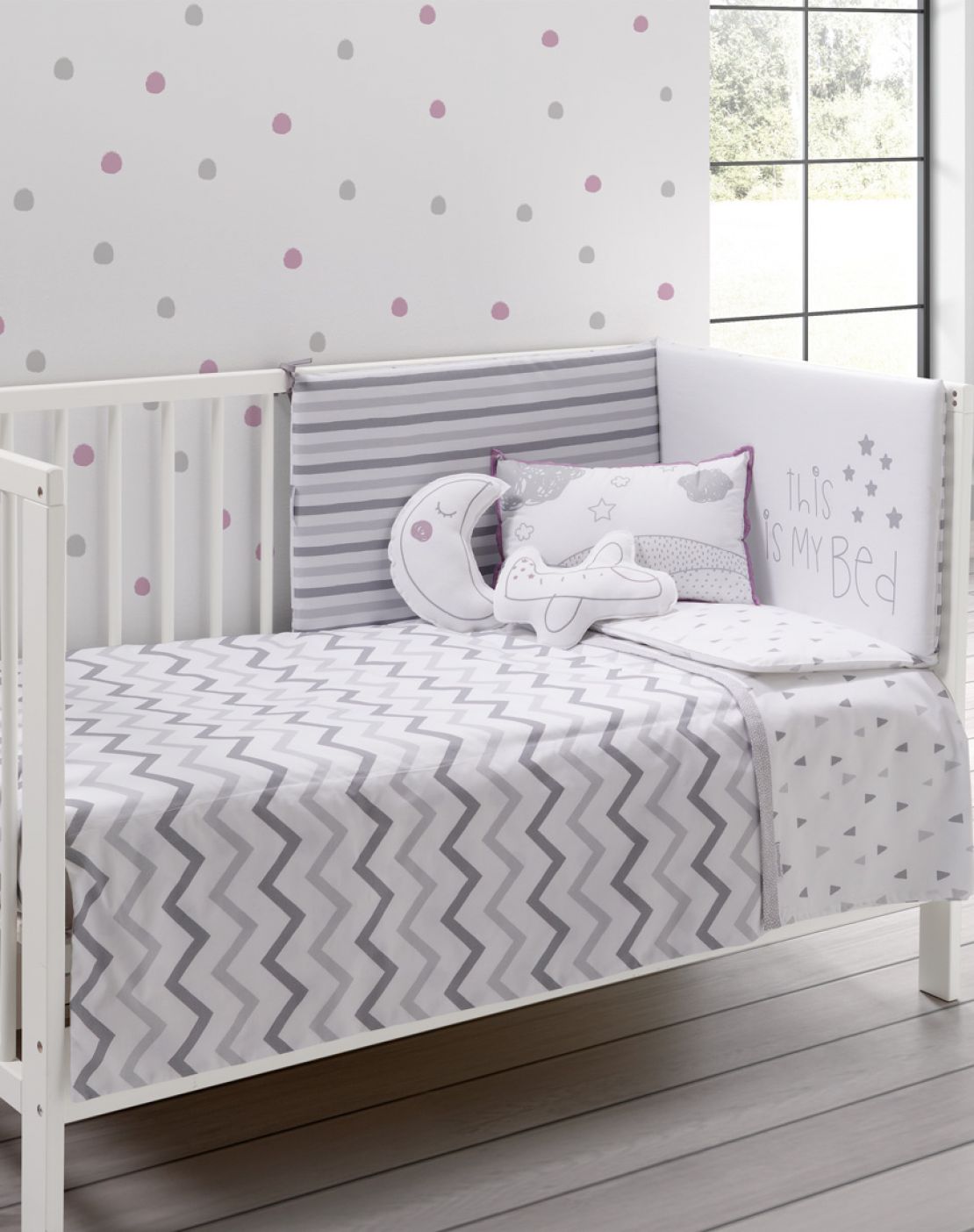 Colcha + protector cuna - NORDIC GRIS