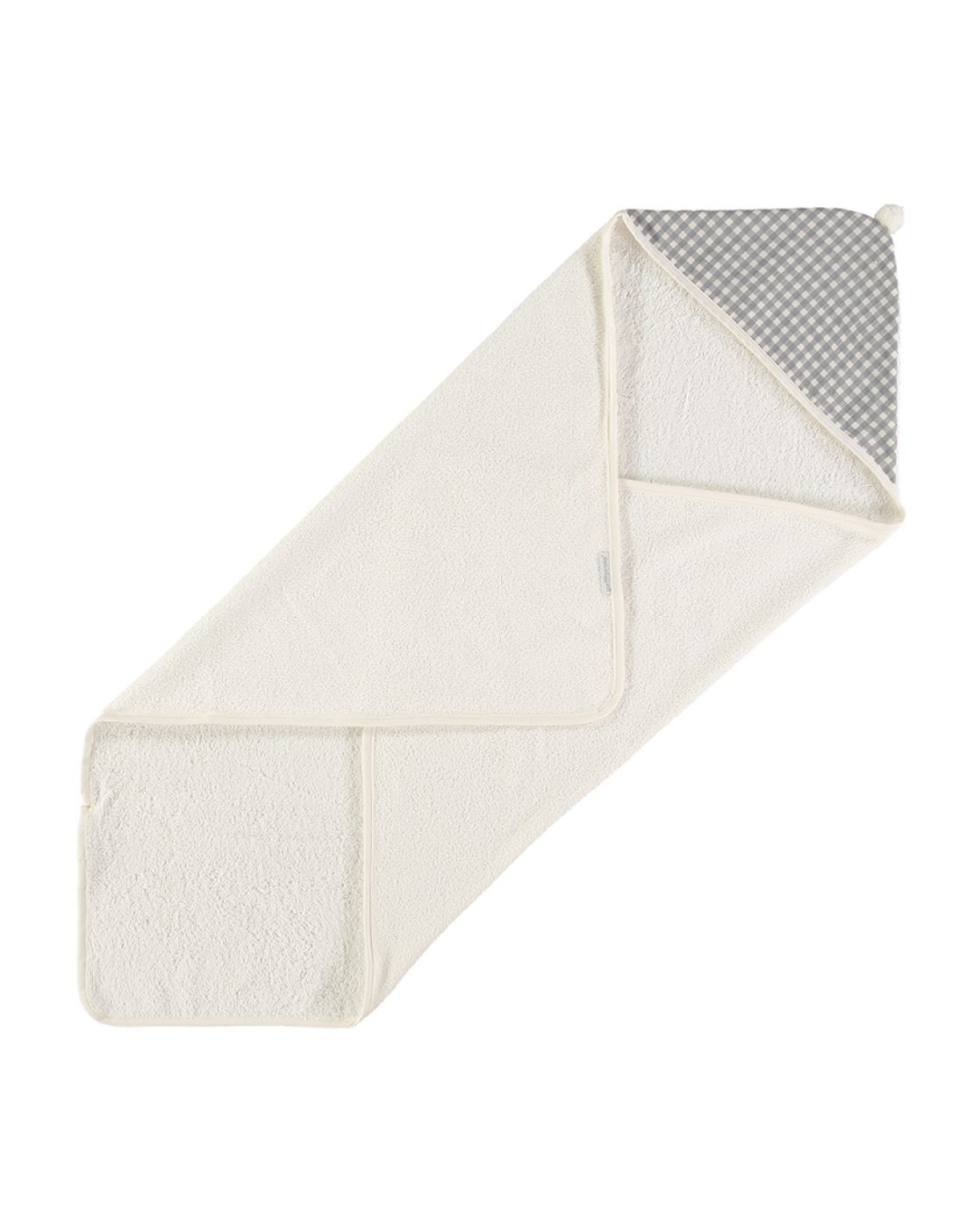 Hooded terry bath towel<br>CHECKS GREY