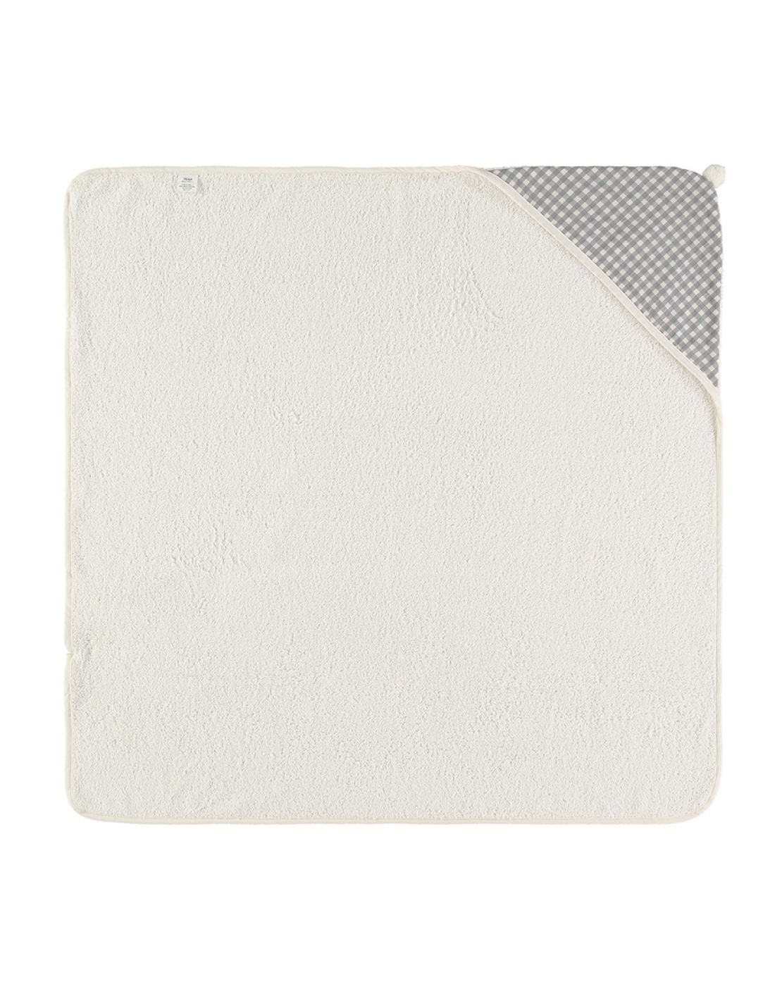 Hooded terry bath towel<br>CHECKS GREY