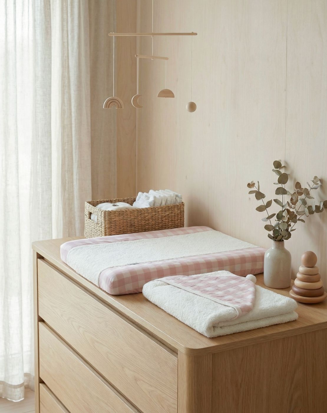 Changing mat cover<br>CHECKS PINK