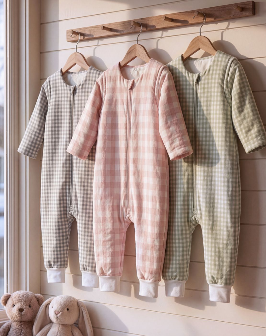 Sleeping sack with long sleeves<br>CHECKS PINK