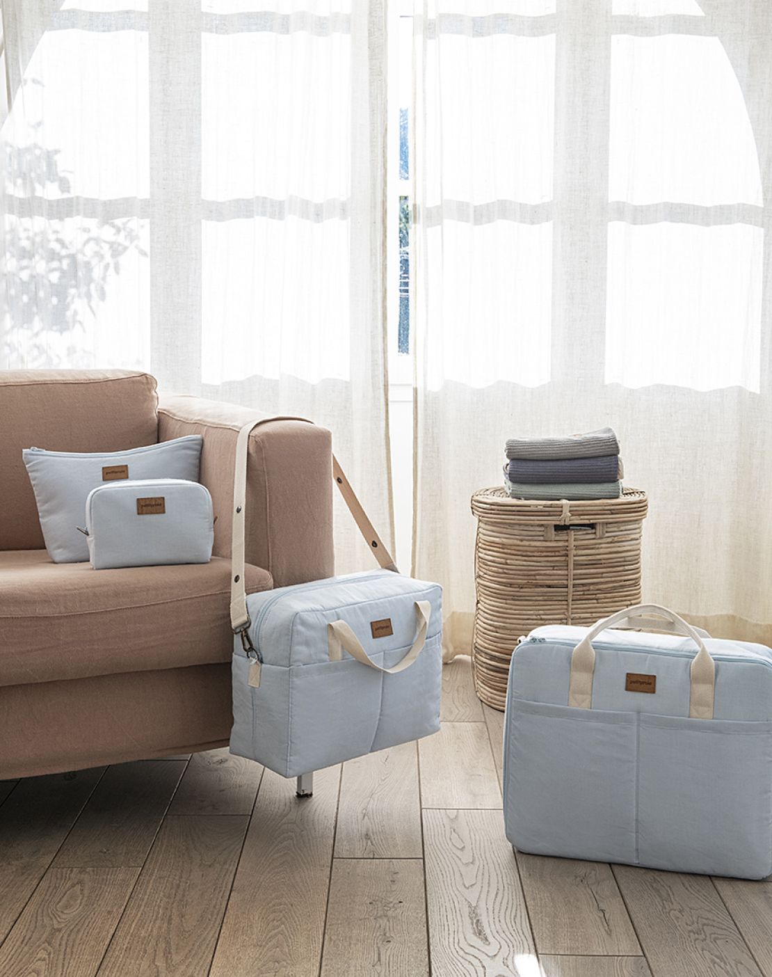 Bolso POCKET - LINO CELESTE